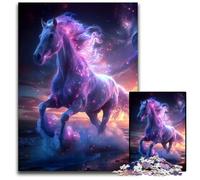 Jigsaw Puzzle 1000 Pieces Etheral Cosmic Beach Horse Wooden Puzzles Challenging Brain Teaser Family Activity Home Decor 1000 PCS(75x50cm)