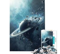 Jigsaw Puzzle 1000 Pieces Exploding Saturn - Cosmic Destruction in Deep Space Help The Brain Exercise Home Decoration Anti-Stress Toys Suitable for Ages 14 And Up (50x75cm)