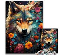 Jigsaw Puzzle 1000 Pieces Fantasy Colorful Wolf And Flower Jigsaw Puzzles Creative Family Game & Home Decor, for Teenagers 1000 PCS(75x50cm)