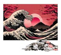 Jigsaw Puzzle 1000 Pieces Fantasy Japanese Waves cardboard Jigsaw Home Activity for Holidays, Birthdays, And Family Game Nights 26X38CM/10.23x14.96inch