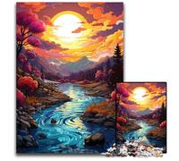 Jigsaw Puzzle 1000 Pieces Fantasy Landscape Under Sunset Wooden Jigsaw Puzzles for Adults for Birthdays Holidays Best for Christmas 1000 PCS(75x50cm)