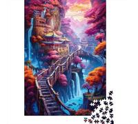 Jigsaw Puzzle 1000 Pieces Fantasy Village Cliff Square Puzzles for Adults And Wooden Puzzles Home Decoration Puzzle Toys 1000pcs (75x50cm)