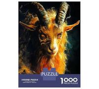 Jigsaw Puzzle 1000 Pieces Fiery Goat Creature Animal Jigsaws for Adults Brain Teaser Game Improve Memory Deal As Gifts for The Whole Family 38x26cm/1000pcs
