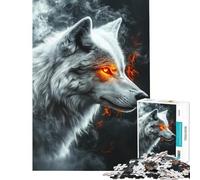 Jigsaw Puzzle 1000 Pieces Fiery Wolf's Gaze Jigsaw Puzzles for Adults Hand Speed Race Difficult And Challenge for Is Ideal As A Gifts (Size 38x26cm)