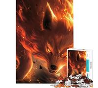Jigsaw Puzzle 1000 Pieces Fire Kitsune Fox Brain Intelligence Challenge Addictive Toys Impossible Game Stress Reliever Gifts Ideas (Size 75x50cm)