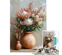 Jigsaw Puzzle 1000 Pieces Floral Still Life with Proteas Jigsaws for Adults Brain Teaser Game Staycation Kill Time for Birthday, Chrismas (Size 50x75cm)