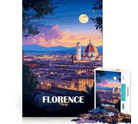 Jigsaw Puzzle 1000 Pieces Florence, Italy at Night Precise Cut Art Cognitive Fun Play Leisure Time Fun Xmas Scene Art (50x75cm)