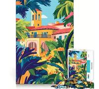 Jigsaw Puzzle 1000 Pieces Florida Spanish Architecture Minimalist Art Accurate Joint Fun Mind Exercise Toy Peace Time Play Christmas Art Piece (38x52cm)