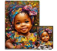 Jigsaw Puzzle 1000 Pieces for Adults African Little Girl Cardboard Jigsaw Puzzles Games Toys Gift, Enhance Love between Couples for Age 14+ 26X38CM