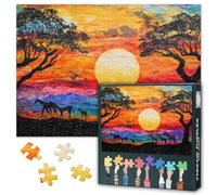 Jigsaw Puzzle 1000 Pieces for Adults, African Safari Animals Silhouetted Adult Puzzles, 1000 Piece Puzzles, Puzzle Perfect for Game Nights Educational Toy Finished Size 50x70 cm