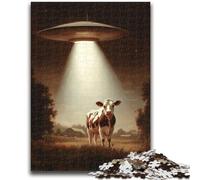 Jigsaw Puzzle 1000 Pieces for Adults Alien Spaceship And Cows 1000 Pieces for Adults,Brain Intelligence Challenge Addictive Toys for Home Decoration (50x75cm)