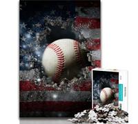 Jigsaw Puzzle 1000 Pieces for Adults American Flag Baseball 1000 Pieces for Teenagers,is Ideal As Gifts for The Whole Family Suitable for And 14 (size 38x26cm)