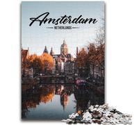Jigsaw Puzzle 1000 Pieces for Adults Amsterdam 1000 Pieces for Teenagers,Enhance Love between Couples for Ages 14+ (50x75cm)