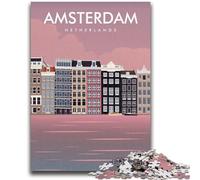 Jigsaw Puzzle 1000 Pieces for Adults Amsterdam Netherlands Travel Print 1000 Pieces for Teenagers,Enhance Love between Couples for Ages 14+ (50x75cm)