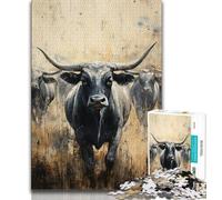 Jigsaw Puzzle 1000 Pieces for Adults Animal Bull Oil Painting Adult Jigsaw,learning Educational for Is Ideal As A Gift for The Whole Family 75x50cm