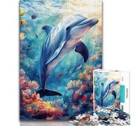 Jigsaw Puzzle 1000 Pieces for Adults Animal Dolphin Jigsaw,Stress Reliever Staycation Kill Time Parent-child Interaction 26x38cm