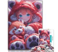 Jigsaw Puzzle 1000 Pieces for Adults Anime Red Panda Girl 1000 Piece Jigsaw,Family Activity Fun at Home Activities, Birthday Present,Travel Gifts (size 75x50cm)
