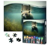 Jigsaw Puzzle 1000 Pieces for Adults Arctic Underwater Wildlife Scene Polar Bear Swimming in Lake with Icebergs Nature Themed Challenging Puzzle 27.5x19.7 Inch