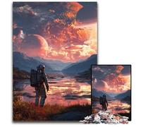 Jigsaw Puzzle 1000 Pieces for Adults Astronaut on Alien Planet Wooden Puzzles Gift DIY Fun Suitable for Home Living Room Office Decoration 50X75CM