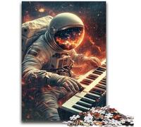 Jigsaw Puzzle 1000 Pieces for Adults Astronaut Playing Piano 1000 Pieces for Teenagers,Enhance Love between Couples for Ages 14+ (26x38cm)