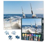 Jigsaw Puzzle 1000 Pieces for Adults Black and White Fishing Rods and Reels Wall Art Monochrome Nautical Decor HD Print Puzzle Challenge Modern Home Decor 27.5 x 19.7 Inches