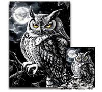 Jigsaw Puzzle 1000 Pieces for Adults Black And White Owl Wooden Puzzles Games Toys Gift, Unique Birthday And Gifts for And Age 14 Years Up 50X75CM
