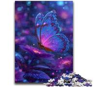 Jigsaw Puzzle 1000 Pieces for Adults Blue Purple Butterfly Jigsaw,Stress Reliever Staycation Kill Time Parent-child Interaction (26x38cm)
