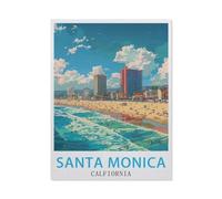 Jigsaw Puzzle 1000 Pieces for Adults,California Santa Monica Vintage Travel Poster,Large Puzzle Game Artwork for Adults Teens, Family Decorations, Unique Puzzle Gift(50x70cm)-AV40