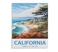 Jigsaw Puzzle 1000 Pieces for Adults,Carmel by The Sea Vintage Travel Poster California,Paper Puzzle - Unique Suitable for Teenagers and Adults-J443-38x52cm