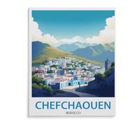 Jigsaw Puzzle 1000 Pieces for Adults,Chefchaouen Morocco Vintage Travel Poster,Teens Boys Girls Puzzles Difficult Thick Sturdy Pieces Challenging Puzzle for Party Games-J181-50x70cm
