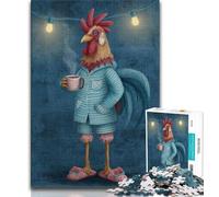 Jigsaw Puzzle 1000 Pieces for Adults Chicken Drinking Coffee 1000 Pieces for Teenagers,is Ideal As Gifts for The Whole Family Suitable for And 14 (size 38x26cm)