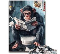 Jigsaw Puzzle 1000 Pieces for Adults Chimpanzee in The Toilet Teenager Puzzles,Quiz Game Wall Decoration Unique Birthday And Xmas Gifts (75x50cm)