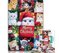 Jigsaw Puzzle 1000 Pieces for Adults Christmas Style Cat 1000 Pieces for Teenagers,Challenging Family Activity Games DIY Toy for Home Wall Decor Gifts 26x38cm