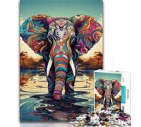 Jigsaw Puzzle 1000 Pieces for Adults Colorful Elephant 1000 Pieces for Teenagers,Birthday Present, Gifts, Wall Art for Ages 14+ 38x26cm