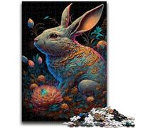 Jigsaw Puzzle 1000 Pieces for Adults Colourful Art Rabbit Jigsaw,Stress Reliever Staycation Kill Time Parent-child Interaction (26x38cm)