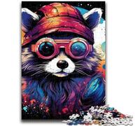 Jigsaw Puzzle 1000 Pieces for Adults Colourful Art Raccoon Puzzles for Teenagers,Vibrant And Unique Design Relaxing & Challenging Puzzle Experience (38x26cm)