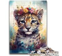 Jigsaw Puzzle 1000 Pieces for Adults Colourful Baby Leopard Teenager Jigsaw,Educational Stress Relief Toy Great Gifts And Toys (38x26cm)