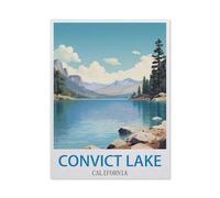 Jigsaw Puzzle 1000 Pieces for Adults，Convict Lake California Vintage Travel Posters，Large Puzzle Game Artwork for Adults Teens, Family Decorations, Unique Puzzle Gift（38x26cm）-DE40