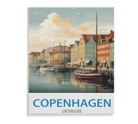 Jigsaw Puzzle 1000 Pieces for Adults，Copenhagen Denmark Vintage Travel Poster，Large Puzzle Game Artwork for Adults Teens, Family Decorations, Unique Puzzle Gift（75x50cm）-C65