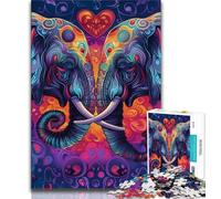 Jigsaw Puzzle 1000 Pieces for Adults Couple Elephants Adult Puzzles,Challenging Family Activity Games DIY Toy for Home Wall Decor Gifts (size 75x50cm)