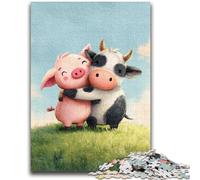 Jigsaw Puzzle 1000 Pieces for Adults Cow And Pig Teenager Puzzles,Quiz Game Wall Decoration Unique Birthday And Xmas Gifts (75x50cm)