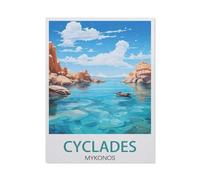 Jigsaw Puzzle 1000 Pieces for Adults，Cyclades Mykonos ， Islands，Paper Puzzle - Unique Suitable for Teenagers and Adults（26x38cm）-DW21