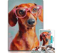 Jigsaw Puzzle 1000 Pieces for Adults Dachshund Wearing Glasses 1000 Piece Jigsaw,Family Activity Fun at Home Activities, Birthday Present,Travel Gifts (size 75x50cm)