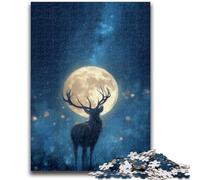 Jigsaw Puzzle 1000 Pieces for Adults Deer Under The Moon Jigsaw,Stress Reliever Staycation Kill Time Parent-child Interaction (75x50cm)