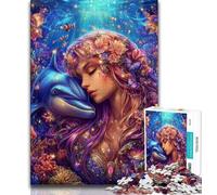 Jigsaw Puzzle 1000 Pieces for Adults Dolphin And Girl 1000 Pieces for Adults,Interesting Stress Reduction Parent-child Interaction (size 38x26cm)