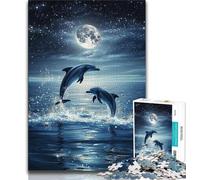 Jigsaw Puzzle 1000 Pieces for Adults Dolphins at Night 1000 Pieces for Teenagers,is Ideal As Gifts for The Whole Family Suitable for And 14 (size 75x50cm)