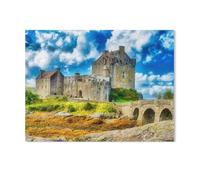 Jigsaw Puzzle 1000 Pieces for Adults,Eilean Donan Castle/Dornie,Teens Boys Girls Puzzles Difficult Thick Sturdy Pieces Challenging Puzzle for Party Games(75x50cm)-AB31