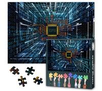 Jigsaw Puzzle 1000 Pieces for Adults Electronic PC CPU Concept Computer Chip Art High Tech Circuit Board Design Challenging Large Puzzle 27.5 x 19.7 Inches