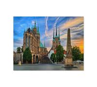 Jigsaw Puzzle 1000 Pieces for Adults，Erfurt Cathedral, Thuringia, Germany，Unique Suitable for Teenagers and Adults, Home Decoration（38x26cm）-C24