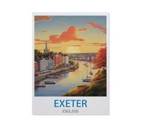 Jigsaw Puzzle 1000 Pieces for Adults,Exeter England Vintage Travel Poster,Unique Suitable for Teenagers and Adults, Home Decoration(38x26cm)-DE2